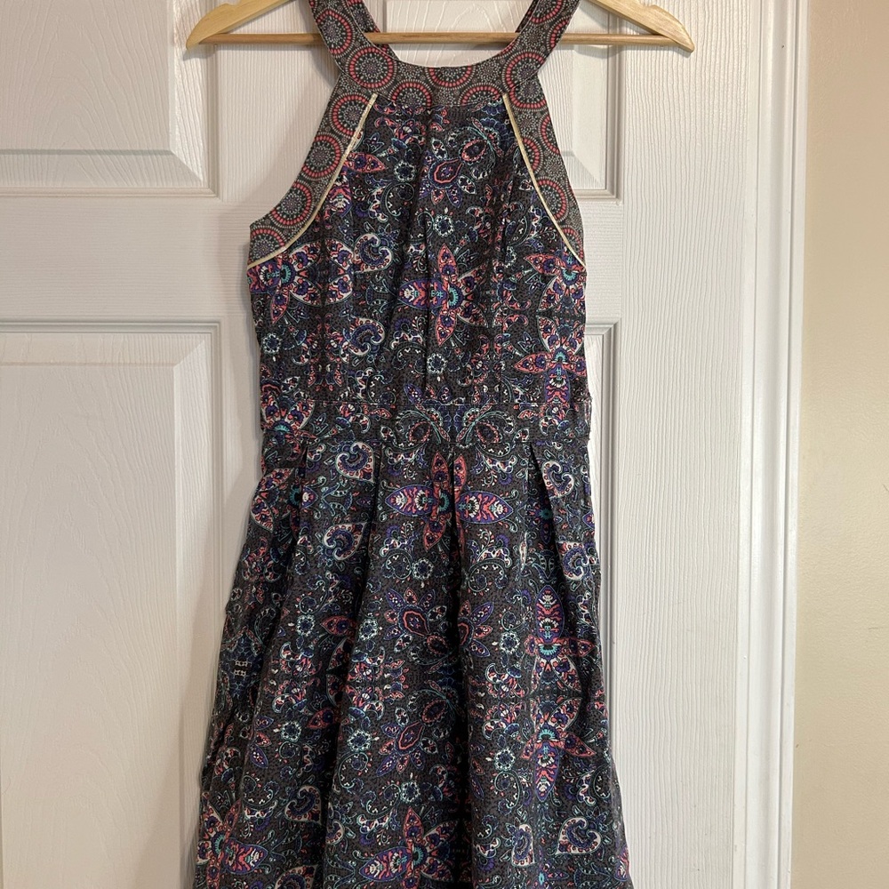 Paisley Blue and Pink A-Line Dress